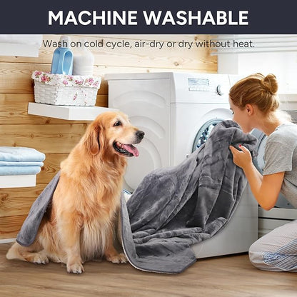 Waterproof Dog Blanket Bed Cover for Bed Couch Sofa, Liquid Pee Proof Pet Blanket Washable, Reversible Sherpa Fleece Blanket Furniture Protector for Medium Large Dogs Catsï¼_ray, 50"x 60"ï¼