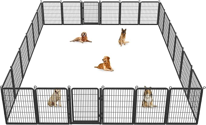 Dog Playpen Outdoor, 40" Height 20 Panels Pet Fence with Low Threshold Full Gate, Large Dog Fence Outdoor for Yard, Heavy Duty Pet Playpen Metal Play Pen Fence for RV Camping