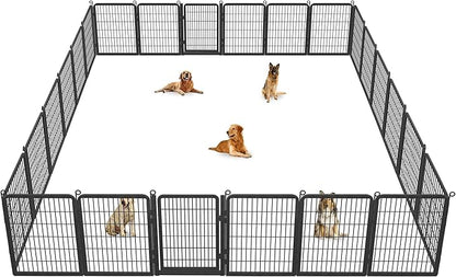 Dog Playpen Outdoor, 40" Height 20 Panels Pet Fence with Low Threshold Full Gate, Large Dog Fence Outdoor for Yard, Heavy Duty Pet Playpen Metal Play Pen Fence for RV Camping