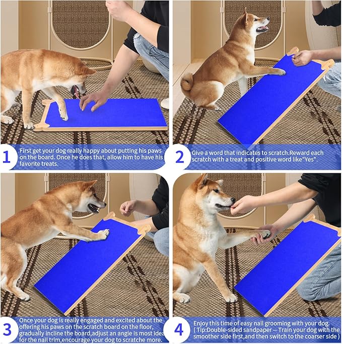 Dog Scratch Board Large Scratching Pad Multi-Functional Trimming Tool Alternative to Dog Nail Clippers and Pet Grinders Easy Nail Care Double Sided