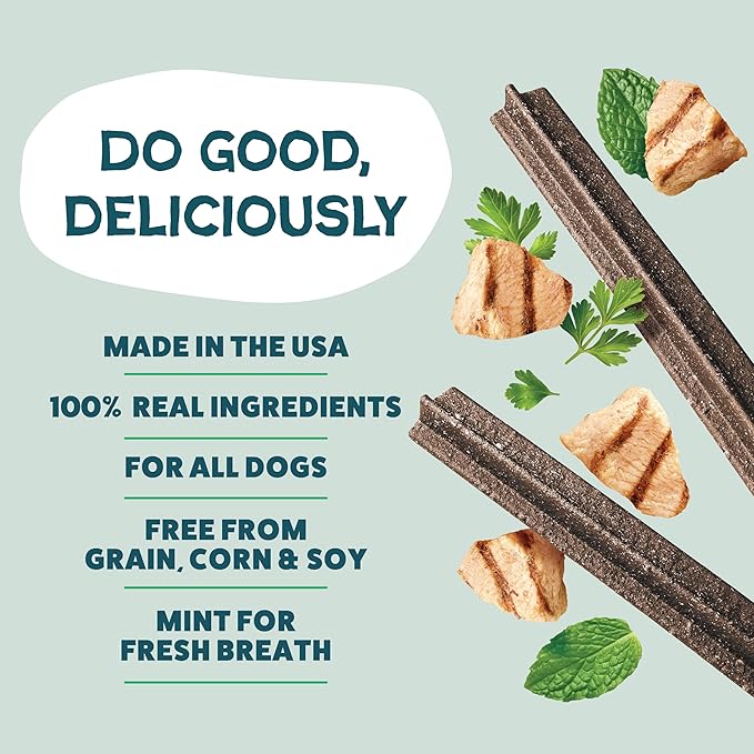 Shameless Pets Dental Treats for Dogs, A Cluck A Day (32 Sticks) - Sticks With Digestive Support for Teeth Cleaning & Fresh Breath - Dog Bones Chews Free From Grain, Corn & Soy