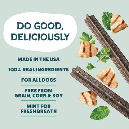 Shameless Pets Dental Treats for Dogs, A Cluck A Day (32 Sticks) - Sticks With Digestive Support for Teeth Cleaning & Fresh Breath - Dog Bones Chews Free From Grain, Corn & Soy