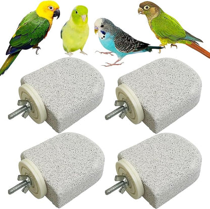 PINVNBY 4 PCS Bird Perch Stands Parrot Calcium Perch Beak Grinding Stone Foot Claws Trimmer Parakeet Platform Parrot Chewing Toys for Small Medium Cockatiel Conure Lovebird Finch
