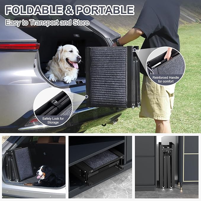 Dog Ramp for Car 71" Extra Long & 17.2" Wide Folding Pet Ramp Dog Ramps for Large Dogs with Non-Slip Rug Surface Portable Dog Car Ramp for SUV Car & Truck, Outdoor Dog Ramp Up to 270 LBS
