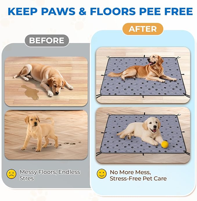 Fostanfly Washable Dog Pee Pads Extra Large 72''x80'' Instant Absorb Training Pads, Non-Slip Pet Playpen Mat Waterproof Reusable Floor Mat for Puppy/Senior Dog, Housebreaking & Incontinence