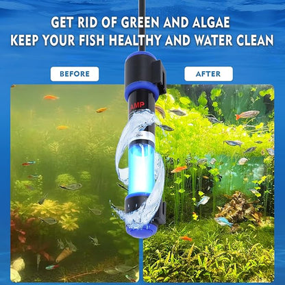 UV-C Aquarium Clean Light with Timer, Mini 3W 5W 7W 9W 11W Submersible Algae Clean Light Water Green Clean Fish Tank Water Clean Lamp for Sump Pond Filter Tank (11W Timer)