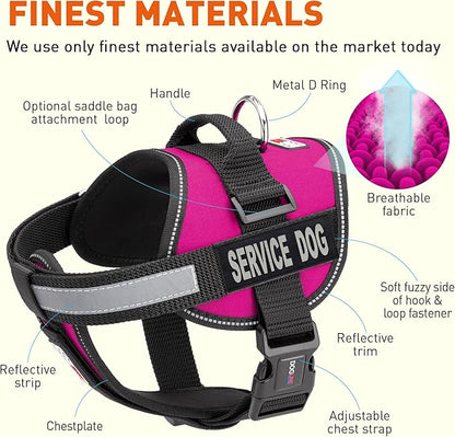Dogline Unimax Service Dog Vest and Free Service Dog ID Badge with ADA Law, Large, Pink