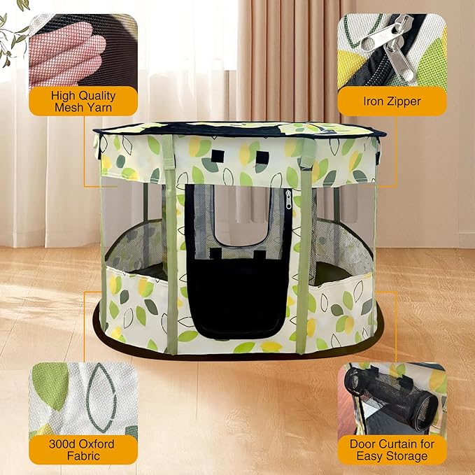 Portable Pet Playpen, Foldable Collapsible Cats Exercise Enclosure Pen Tents Cat Delivery Isolation Room Dog Crates Kennel House Great for Indoor Outdoor Travel Use Pets Kitten Puppy Rabbit