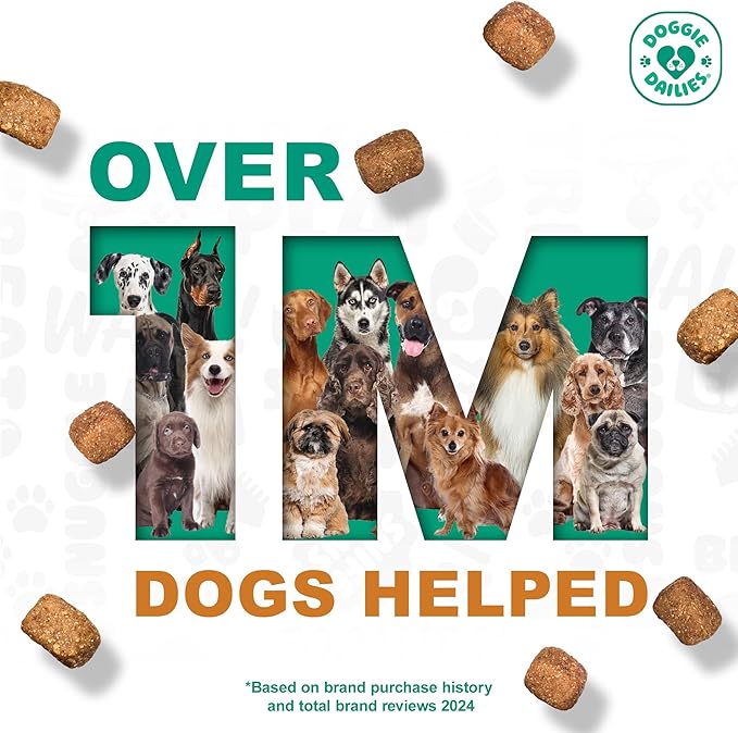 Doggie Dailies 5 in 1 Multivitamin for Dogs, Dog Multivitamin for Skin and Coat Health, Joint Health, Improved Digestion, Antioxidants, Support a Healthy Immune System (Peanut Butter) 225 Soft Chews