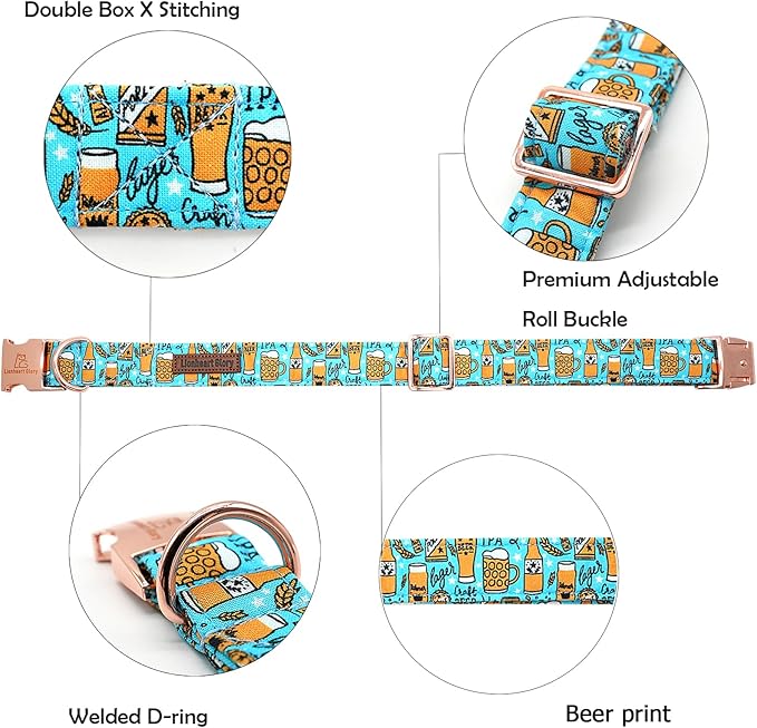 Lionheart glory Dog Collar Blue Dog Collar Summer Dog Collar Party Collar Dog Boy or Girl Soft Durable Adjustable Dog Collars for Small Dogs