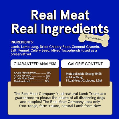 Real Meat Dog Treats - 12oz Bag of Bite-Sized Air-Dried Lamb Jerky for Dogs - Grain-Free Jerky Dog Treats Made up of 95% Human-Grade, Free-Range, Grass Fed Lamb - All-Natural High Protein Dog Treats