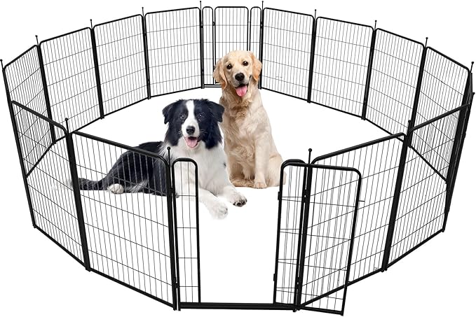 Dog Playpen,40" Height 42.6 Ft(L) 16 Panels Pet Play Pen, Indoor/Outdoor,Heavy Duty Metal Pet Exercise Pen, Wide Door Low Threshold,Portable Pet Playpen for Rv Camping Garden Yard, Quick Install