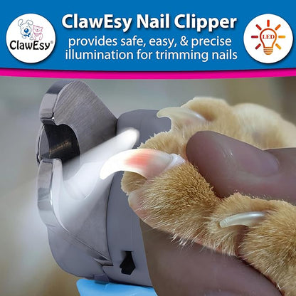 Dog Nail Clipper with Ultra Bright LED Light for Bloodline, Stainless Steel Pet Nail Trimmer with Safety Guard, Ergonomic Handle, Free Nail File for Smooth, Easy Grooming. Dogs and Cats(Blue)