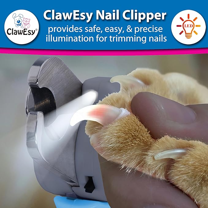 Dog Nail Clipper with Ultra Bright LED Light for Bloodline, Stainless Steel Pet Nail Trimmer with Safety Guard, Ergonomic Handle, Free Nail File for Smooth, Easy Grooming. Dogs and Cats(Blue)