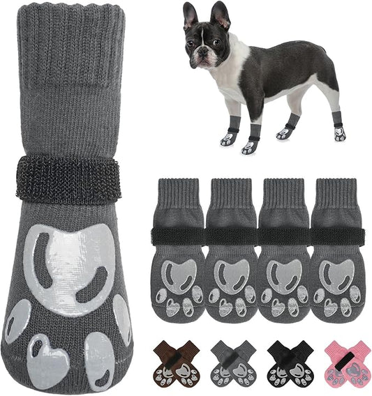BEAUTYZOO Dog Socks, Non Slip Dog Socks to Prevent Licking Paws -Dog Shoes for Hot/Cold Pavement, Dog Boots & Paw Protectors, Dog Booties for Hardwood Floors, Small Medium Large Senior Dogs