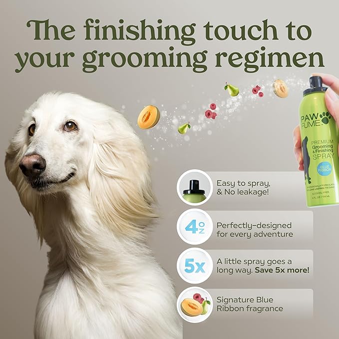 Pawfume Dog Gift Basket, 6-Piece Box  Give Your Pup a Spa-Quality Coat & Odor-Free Freshness  Probiotic Deodorizer Spray, Hypoallergenic Grooming Mist & Premium Brush  Dog Gift Boxes for All Breeds