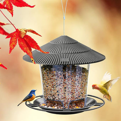 Bird Feeder Outdoor Hanging for Wild Bird Seed, Grey