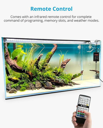 NICREW RGB+W 24/7 LED Aquarium Light with Controller, Full Spectrum Fish Tank Light for Planted Freshwater Tanks, Planted Aquarium Light with Extendable Brackets to 36-48 Inches, 33 Watts