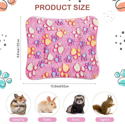 4 Pack Ultra Soft Dog Cat Bed Mat with Cute Prints Reversible Fleece Dog Crate Kennel Pad Cozy Washable Thickened Hamster Guinea Pig Pet Bed Mat for Small Animals(13 x 10 Inches,Vivid Color)