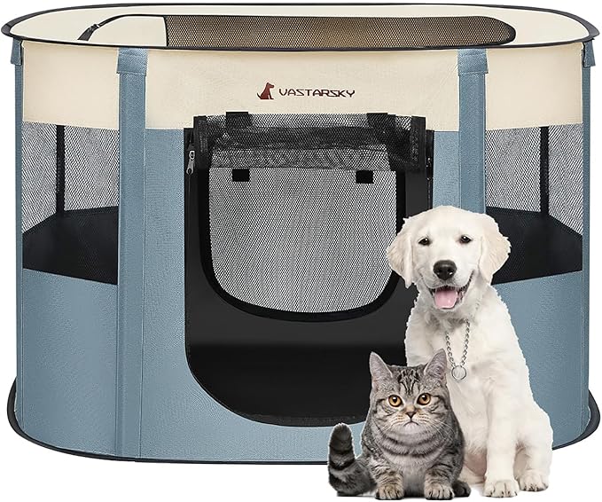 Foldable Pet Playpen,Cat Puppy Playpen,Portable Dog Cage Soft Portable Exercise Kennel Tent,Puppy Kitten Pen Indoors/Outdoors Pet Tent Fence (Large(36"*28"*23"))