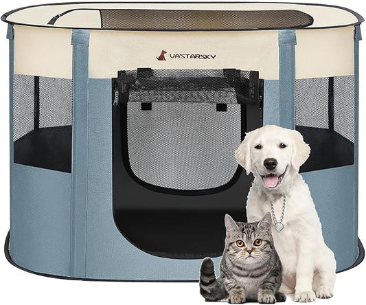 Foldable Pet Playpen,Cat Puppy Playpen,Portable Dog Cage Soft Portable Exercise Kennel Tent,Puppy Kitten Pen Indoors/Outdoors Pet Tent Fence (Large(36"*28"*23"))