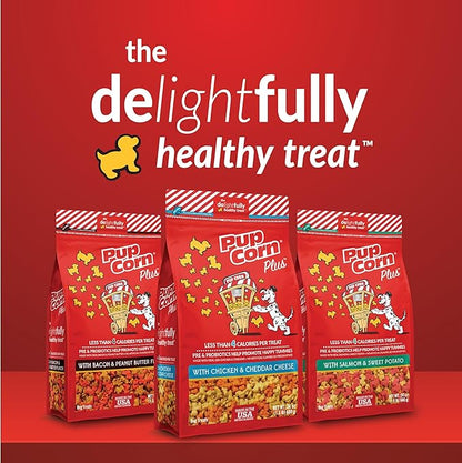 Pup Corn Plus - Puffed Dog Treats with Prebiotics and Probiotics - Holiday Cheer Flavored (24oz) - Made in USA
