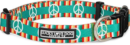 Lucky Love Dog Collar, Beautiful & Vivid Pattern X-Small Boy Dog Collars, Easy On & Off Clasp Accessory, Peace On Earth, Extra Small