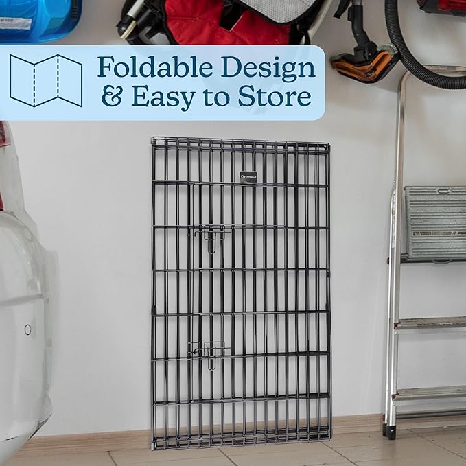 Dog Playpen - Foldable Metal Exercise Puppy Play Pen with Eight 24x42in Extra-Tall Panels and Gate - Indoor/Outdoor Dog Fence with Fabric Bottom for Dogs, Cats or Small Animals by PETMAKER (Black)