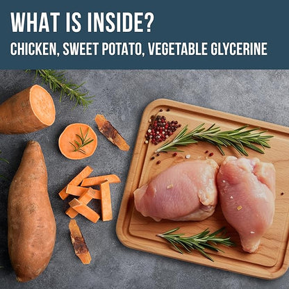 Dog Treats Sweet Potato Jerky Chicken Wraps 24 oz - Human Grade - Grain Free Organic Meat - All Natural High Protein Dried Strips - Best Chews for Small & Large Dogs - Bulk Soft Pack Made for USA