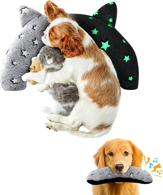 HOMBYS Chewproof Dog Pillow Glow in The Dark Dog Claming Pillow for Dog Anxiety Reduce, Suitable for Both Crazy Tearers & Tame Dogs, Furry Surface Soft & Comfortable Dog Neck Pillow Improve Sleeping