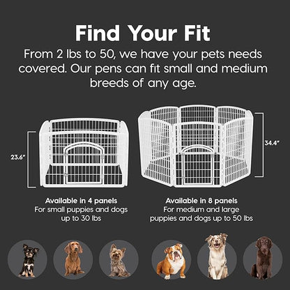 IRIS USA Puppy Playpen Dog Playpen Fence Enclosure with Dog Gate Door - Indoor Pet Playpen - 4 or 8 Panel