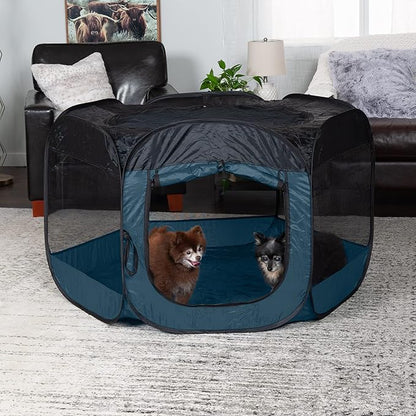 Furhaven Portable Dog Playpen Cat Tent, Pet playground/kennel foldable indoor outdoor zippered puppy crate - Sailor Blue, Extra Large