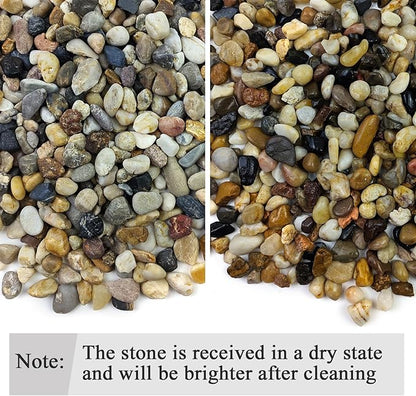 5 lbs Gravel for Fish Tank, 2/5 Inch Mixed Color River Rocks for Aquarium, Vase Fillers, Cactus Bonsai, Plant Soil Cover and Outdoor Garden Landscaping Rocks