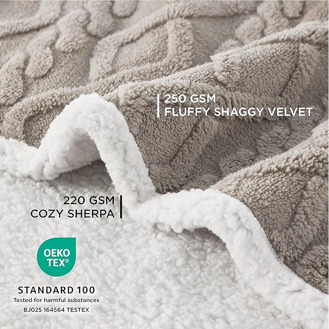 Bedsure Waterproof Dog Blankets for Small Dogs - Pet Blanket for Couch Protector Washable, Jacquard Coral Fleece Cat Throw Blanket, Soft Plush Reversible Furniture Protection, 25"x35", Pale Oak