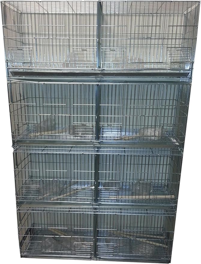LOT of No Rust Stainless Galvanized Zinc Plated Stackable Breeder Bird Flight Cage with Removable Center Divider and Side Breeding Nest Doors
