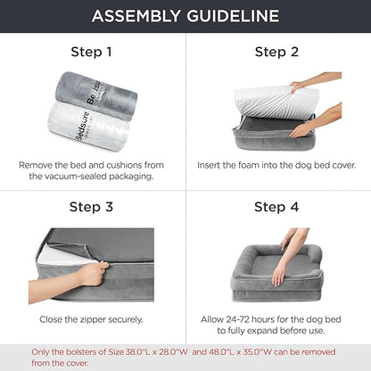 Bedsure Orthopedic Dog Beds for Small Dogs - Washable Small Dog Cat Bed Waterproof, Comfort Pet Couch Sofa with Washable Removable Cover, Pets Bed with Nonskid Bottom, Dune Haze Blue, 24"