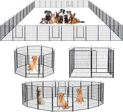 Dog Playpen,Portable Outdoor Dog Fence, Dog Playpen for Large/Medium/Small Dogs, Dog Fences for The Yard,with Doors Foldable Metal (40 inch, 40 Panels)