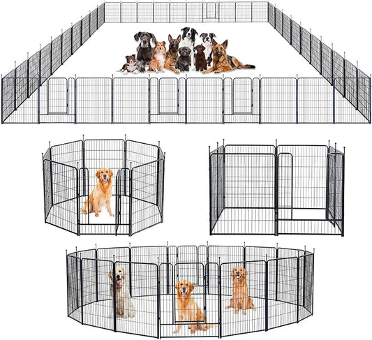 Dog Playpen,Portable Outdoor Dog Fence, Dog Playpen for Large/Medium/Small Dogs, Dog Fences for The Yard,with Doors Foldable Metal (40 inch, 40 Panels)