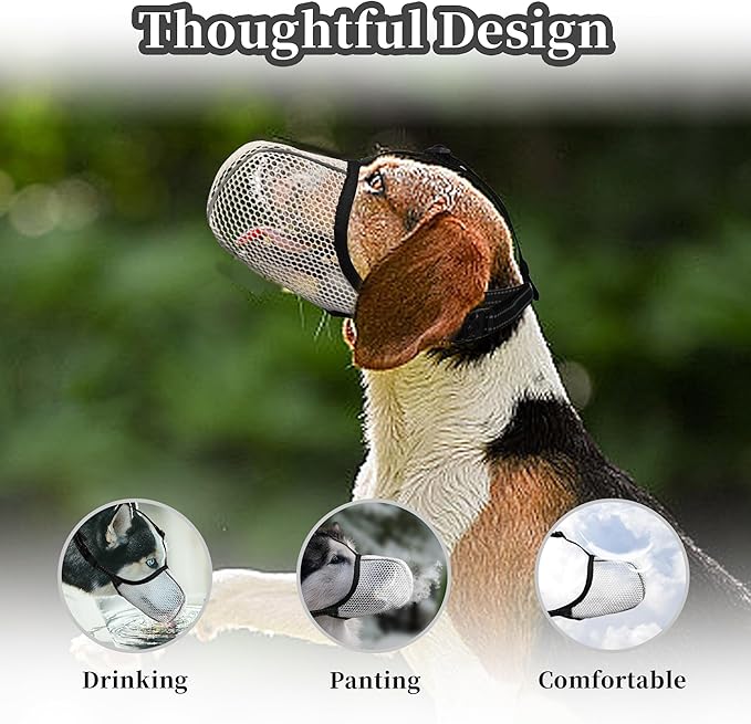 Dog Muzzle, Breathable Soft Muzzle for Extra Small Dogs to Anti & Prevent Barking Biting Chewing, Reflective & Adjustable Basket Muzzle with Air Mesh for Dachshund Beige XS