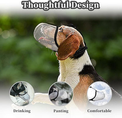 Dog Muzzle, Breathable Soft Muzzle for Large Dogs to Anti & Prevent Barking Biting Chewing, Reflective & Adjustable Basket Muzzle with Air Mesh for Doberman Beige XL