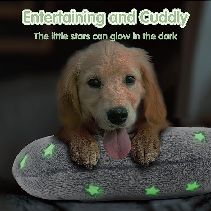 Dog Pillows for Large Dogs, Glow in The Dark Soft Dog Neck Pillow, U-Shaped Pillow for Cat and Dog, Machine Washable Dog Toy & Dog Birthday Gift (Glow Grey, L)