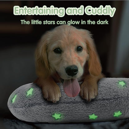 Dog Pillows for Medium Dogs, Glow in The Dark Soft Dog Neck Pillow, U-Shaped Pillow for Cat and Dog, Machine Washable Dog Toy & Dog Birthday Gift (Glow Grey, M)