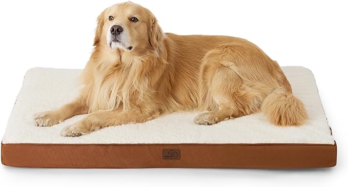 Bedsure Extra Large Dog Bed - XL Orthopedic Waterproof Dog Beds with Removable Washable Cover for Extra Large Dogs, Egg Crate Foam Pet Bed MatDark Khaki