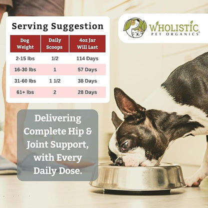 Wholistic Pet Organics Run Free - 8 Oz - Dog Joint Supplement for Senior Dogs, Glucosamine Chondroitin MSM, Dog Vitamins, Cat Joint Pain Relief