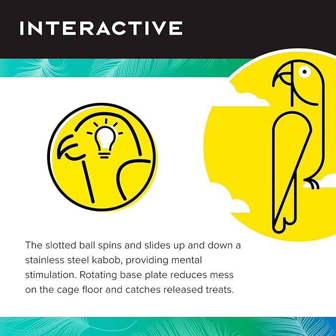 Featherland Paradise - Hanging Buffet Ball - Interactive Bird Toy and Treat Dispenser - Creative Foraging Systems - Ideal for Medium to Extra Large Birds