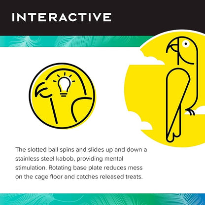 Featherland Paradise - Hanging Buffet Ball - Interactive Bird Toy and Treat Dispenser - Creative Foraging Systems - Ideal for Medium to Extra Large Birds