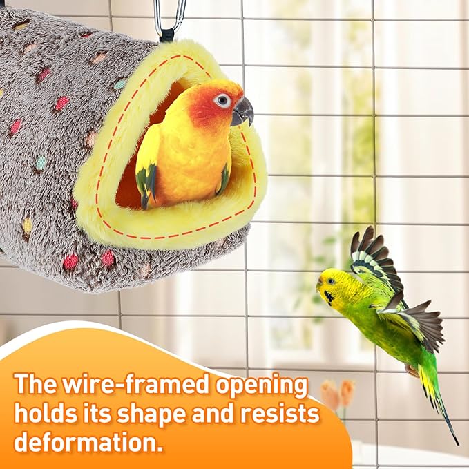 MEWTOGO Medium Warm Bird Nest House - Cozy Bird Bed for Cage with Mat, Hanging Hammock Shed Hideaway Hut for Budgerigar Monk Parakeet Rose-Ringed Parakeet Plain Parakeet Sun Conure Cockatiel