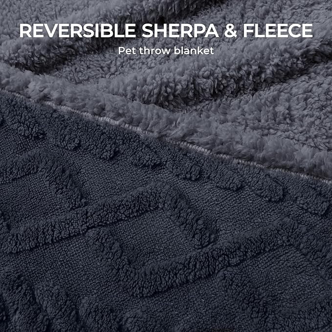 Waterproof Pet Blanket, Liquid Pee Proof Dog Blankets for Sofa Bed Couch, Reversible Sherpa Fleece Furniture Protector Cover for Small Medium Large Dogs Cats,Dark Grey Mediumï¼57" x 40"ï¼
