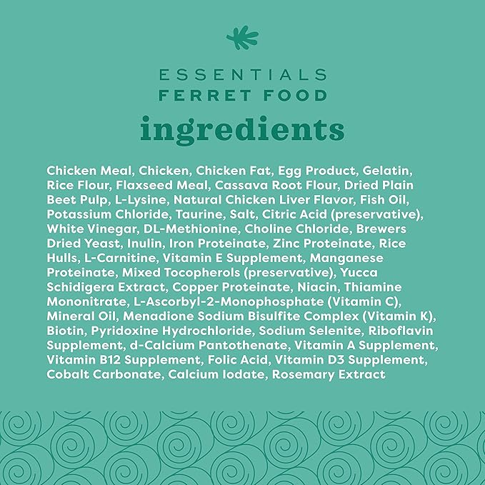 Oxbow Animal Health Oxbow Essentials Ferret Food, Vitamin & Mineral Rich Formula for Ferret, High Protein Food & High Fat, Small Animal Pet Products, Made in USA, 4 lb Bag