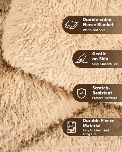 PJYuCien Large Dog Blanket - Premium Plush Reversible Throw, Fleece Sherpa Pet Blankets for Furniture, Sofa Bed Cover 60"x50", Extra Soft & Warm, Brown